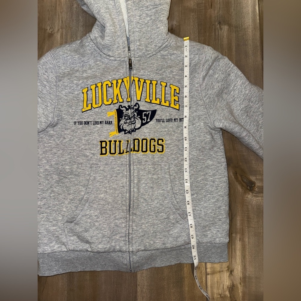 Lucky Brand Luckyville Bulldogs Gray Sherpa Lined Full Zip Youth 10/12 - Picture 4 of 7